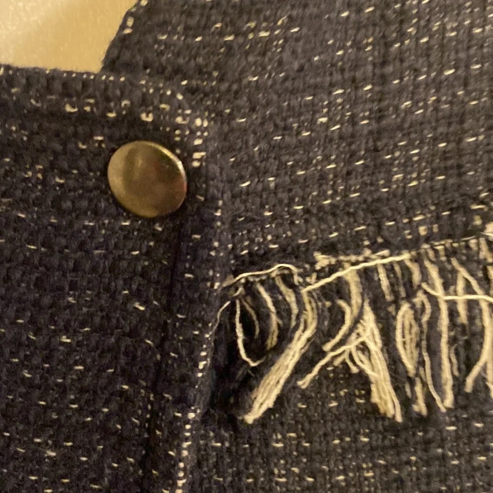 Banana Republic navy blue and white jacket/blazer with raw hem size 12